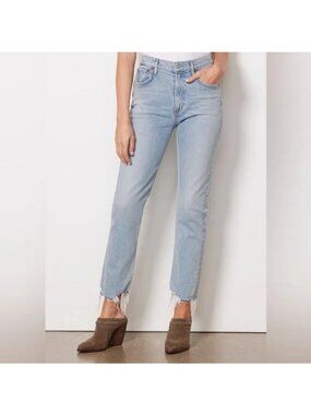 AGOLDE Merrel Cut Straight Leg Jeans Women’s Size 25 Blue Raw Hem Ankle High Ris